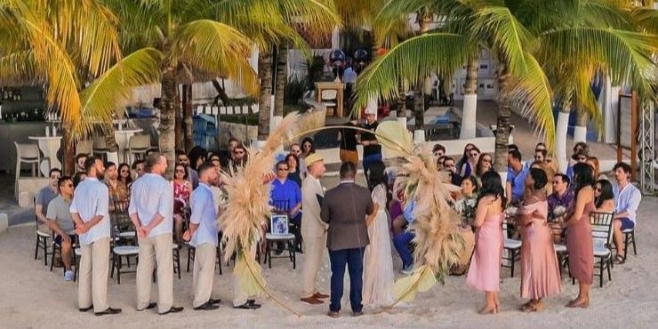 Boho destination wedding ceremony